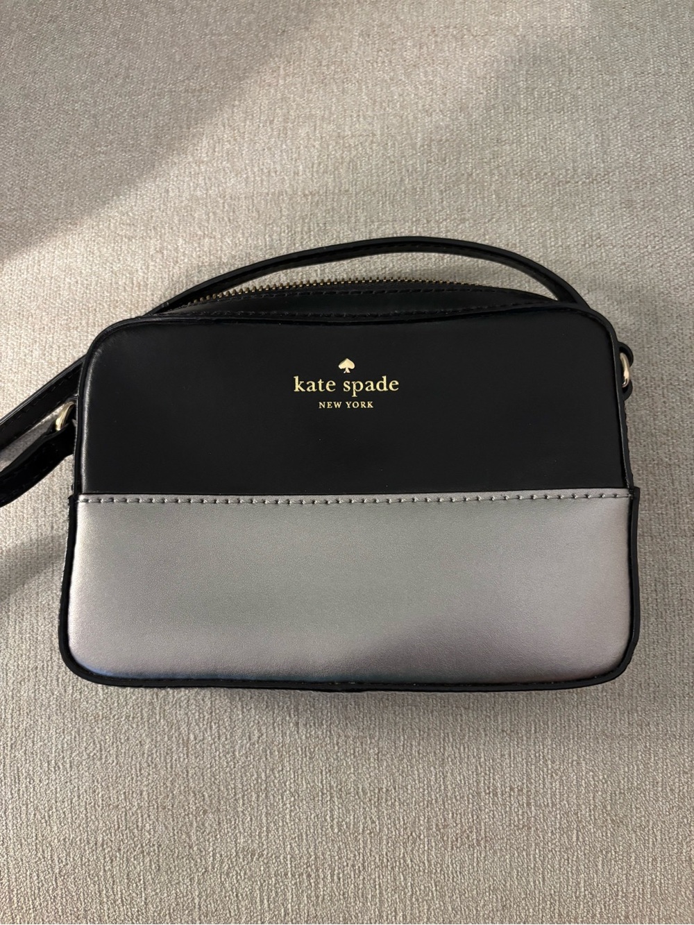 kate spade Black and Silver Colorblock Crossbody Bag